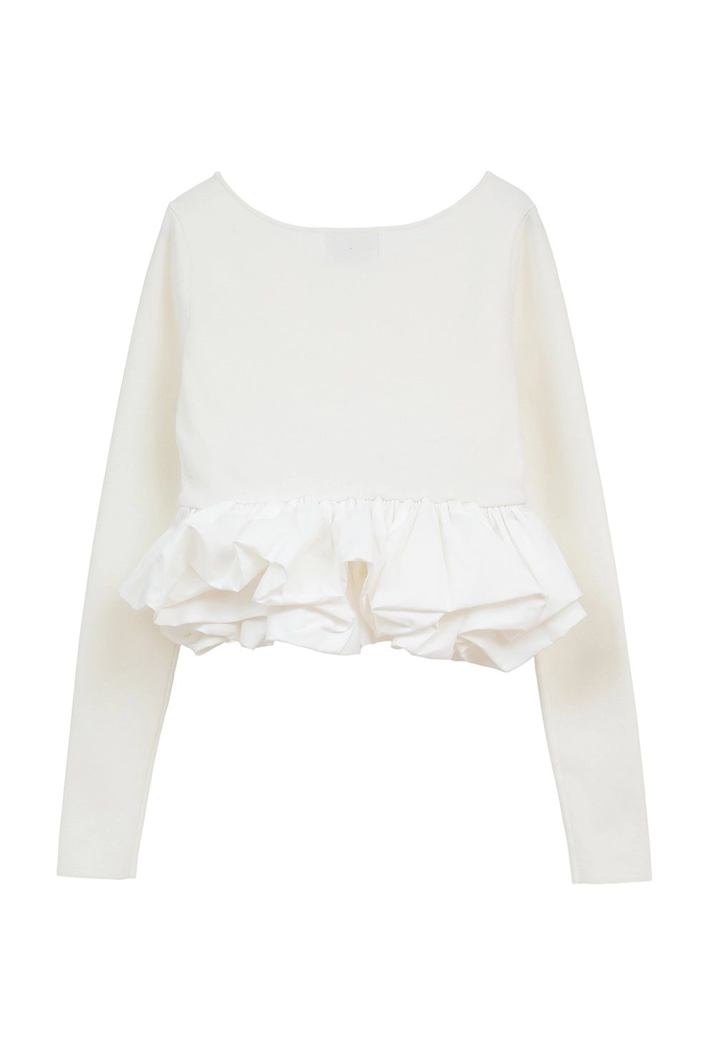 バルーンニットトップス - W BALLOON SHORT KNIT TOPS (WHITE)