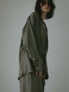 カフスカットオフキュプラシャツ - GREY