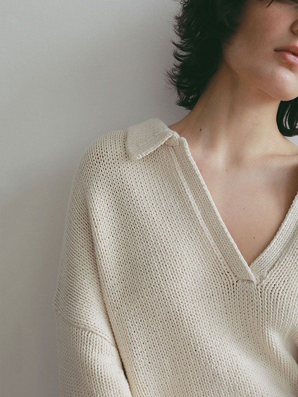 オーバーサイズスキッパーニットプルオーバー (IVORY)