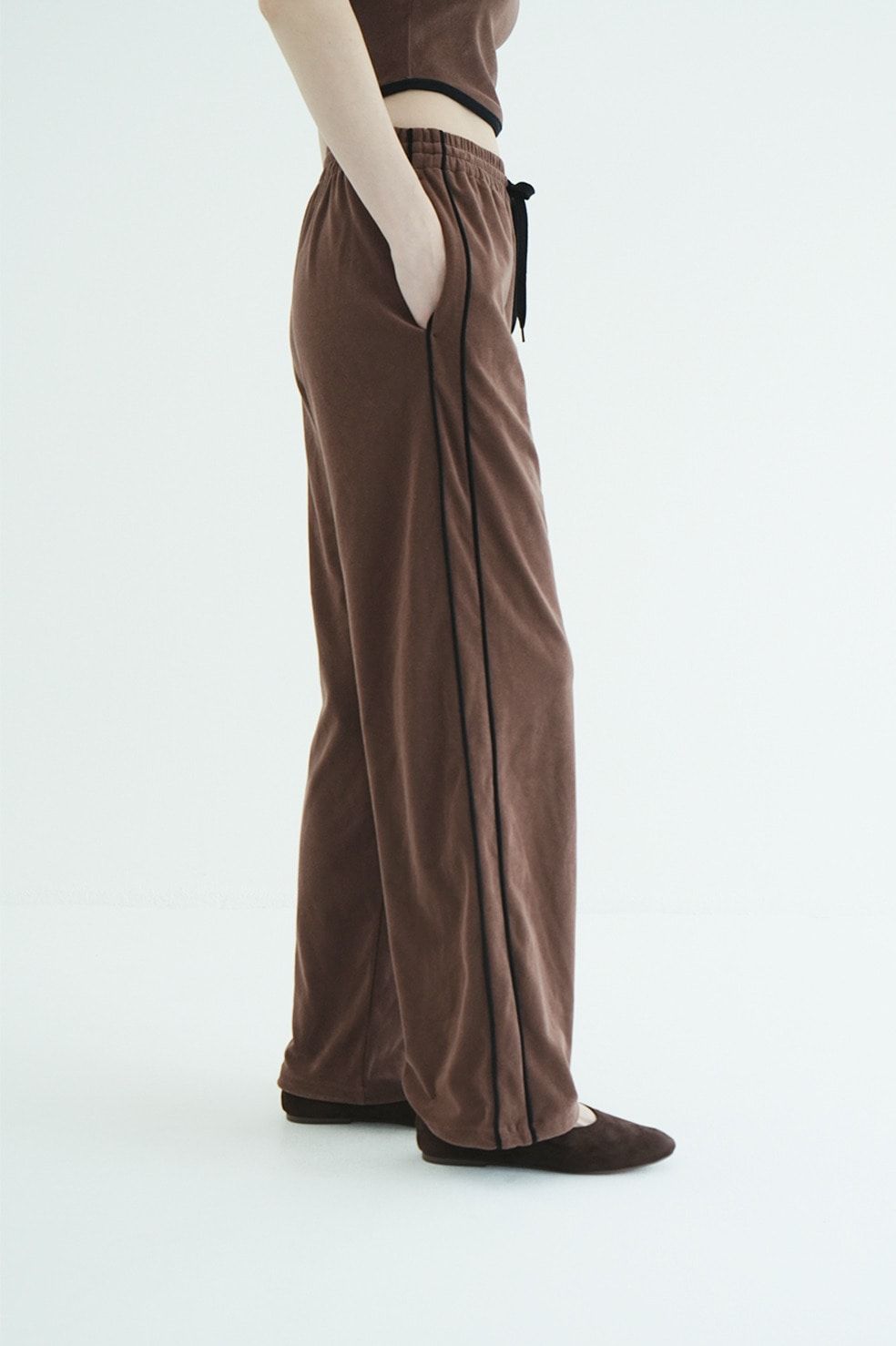 パイルセットアップ - PILE CONTRAST LINE SET UP (BROWN)