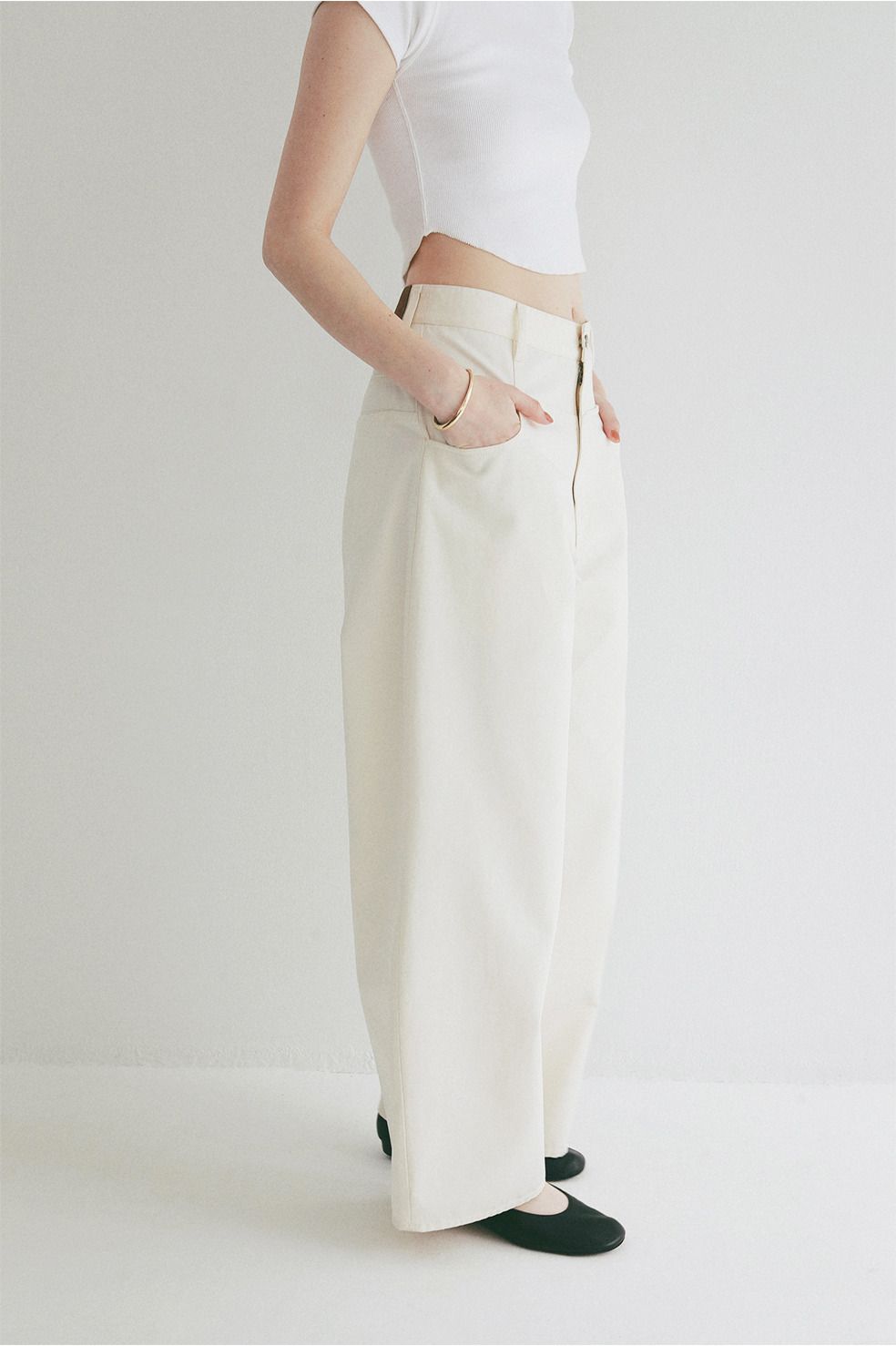 ローウエストバレルパンツ -  LOW WAIST BARREL PANTS (IVORY)