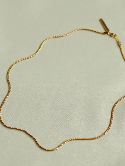 ツイストチェーンネックレス GD ゴールド 全長 38cm シンプル デザイン ユニセックス アクセサリー