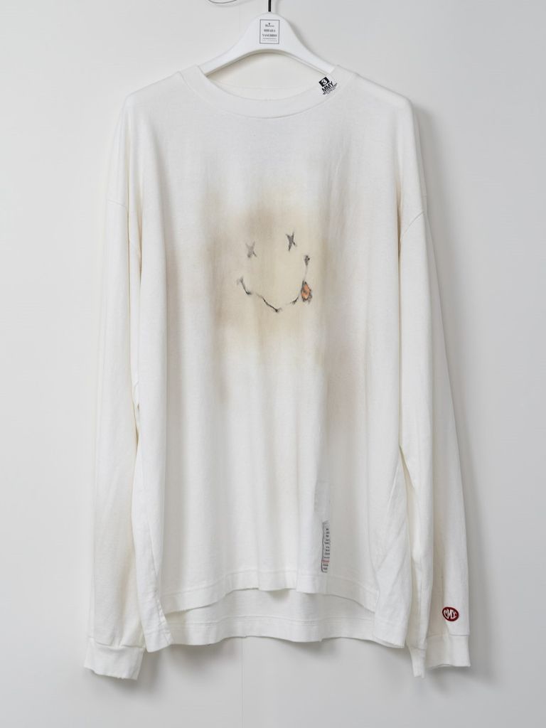 ディストレスト スマイリー ロングスリーブカットソー  / DISTRESSED SMILY LT / WHITE