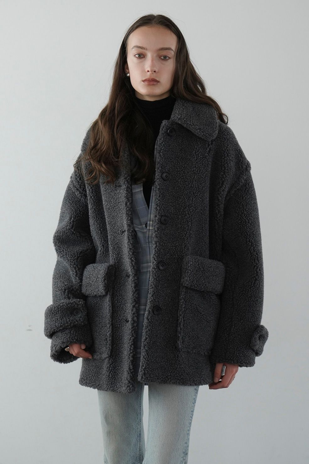 CLANE - ラージポケット ボア オーバーコート - RIDGE POCKET BOA OVER COAT - GREY | ADDICT WEB  SHOP