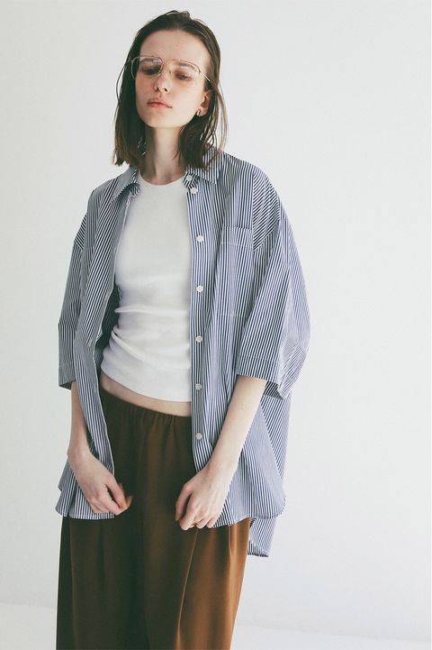 ハーフスリーブヒュージーシャツ - HALF SLEEVE HUGE SHIRTS (STRIPE)