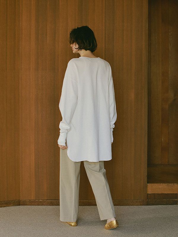 センタープレスワイドパンツ - BEIGE