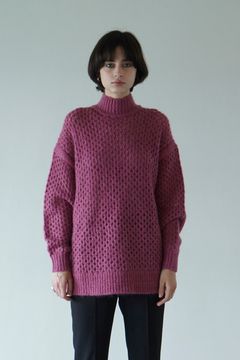 ドットメッシュ モヘア オーバーニット トップス - DOT MESH MOHAIR OVER KNIT TOPS - PINK
