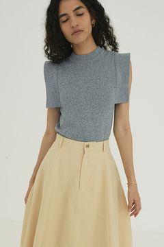 スクエアスリーブニットトップス | SQUARE SLEEVE KNIT TOPS - BLUE