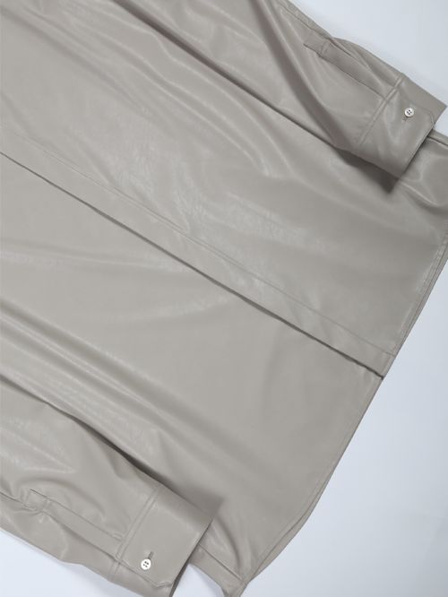 ウォッシャブルライトフェイクレザーシャツ - Fake Leather Shirt - BISQUE