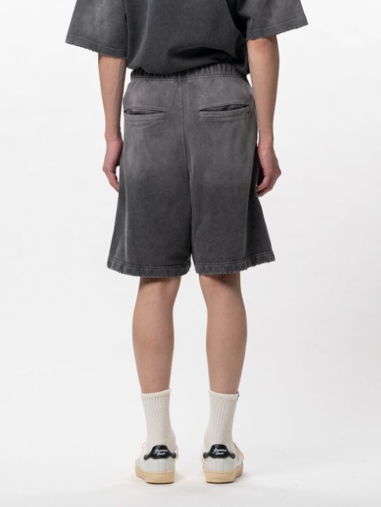 スウェット ショーツ - Sun Faded Like Distressed Sweat Shorts (BLACK)