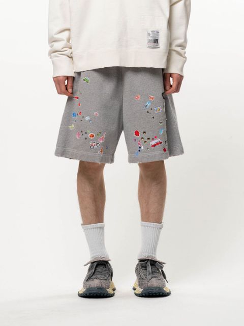 キッズ ステッカー プリント スウェット ショーツ - Kids Sticker Printed Sweat Shorts (GREY)