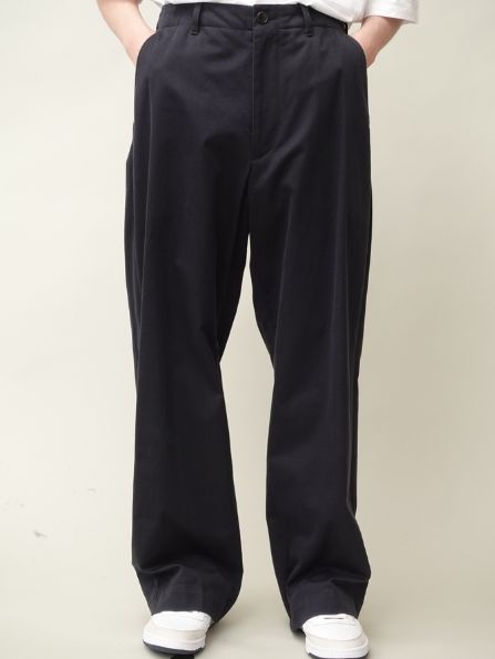 ノータックチノトラウザーズ - NO TUCK WIDE CHINO TROUSERS - NAVY