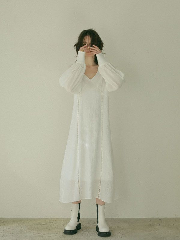 ダブルガーゼラダーレースワンピース - WHITE