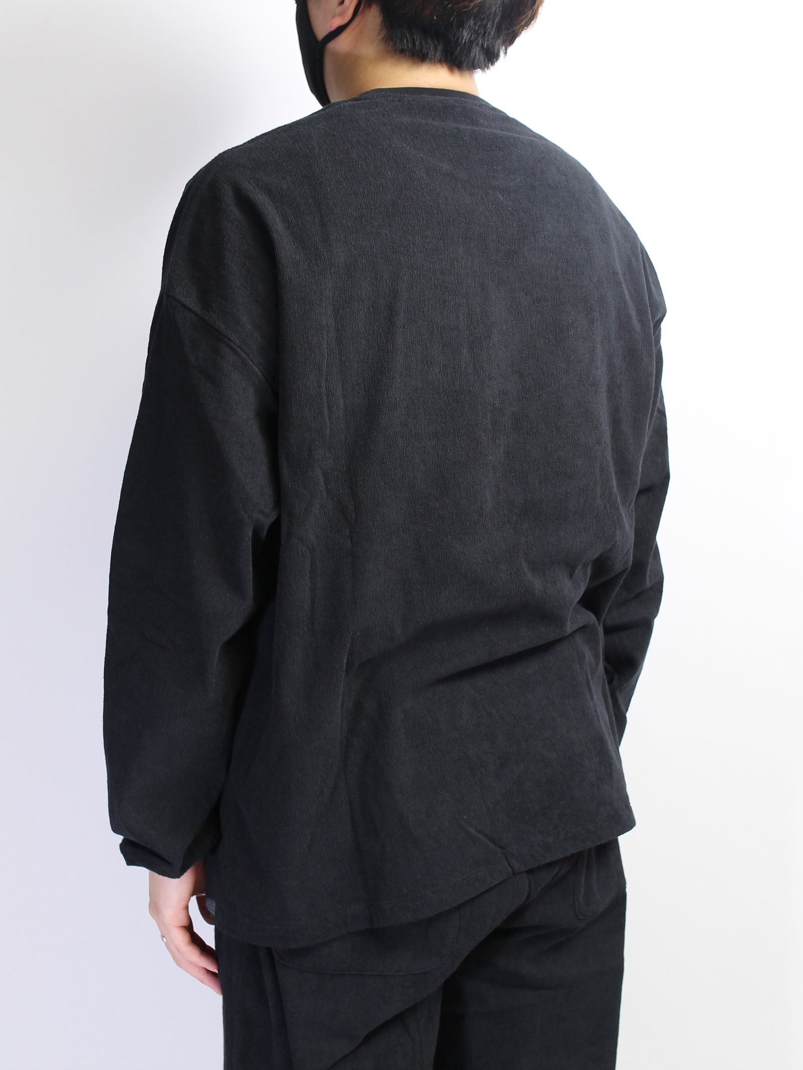 ロングスリーブ Tシャツ 1ミリパイル - BLACK