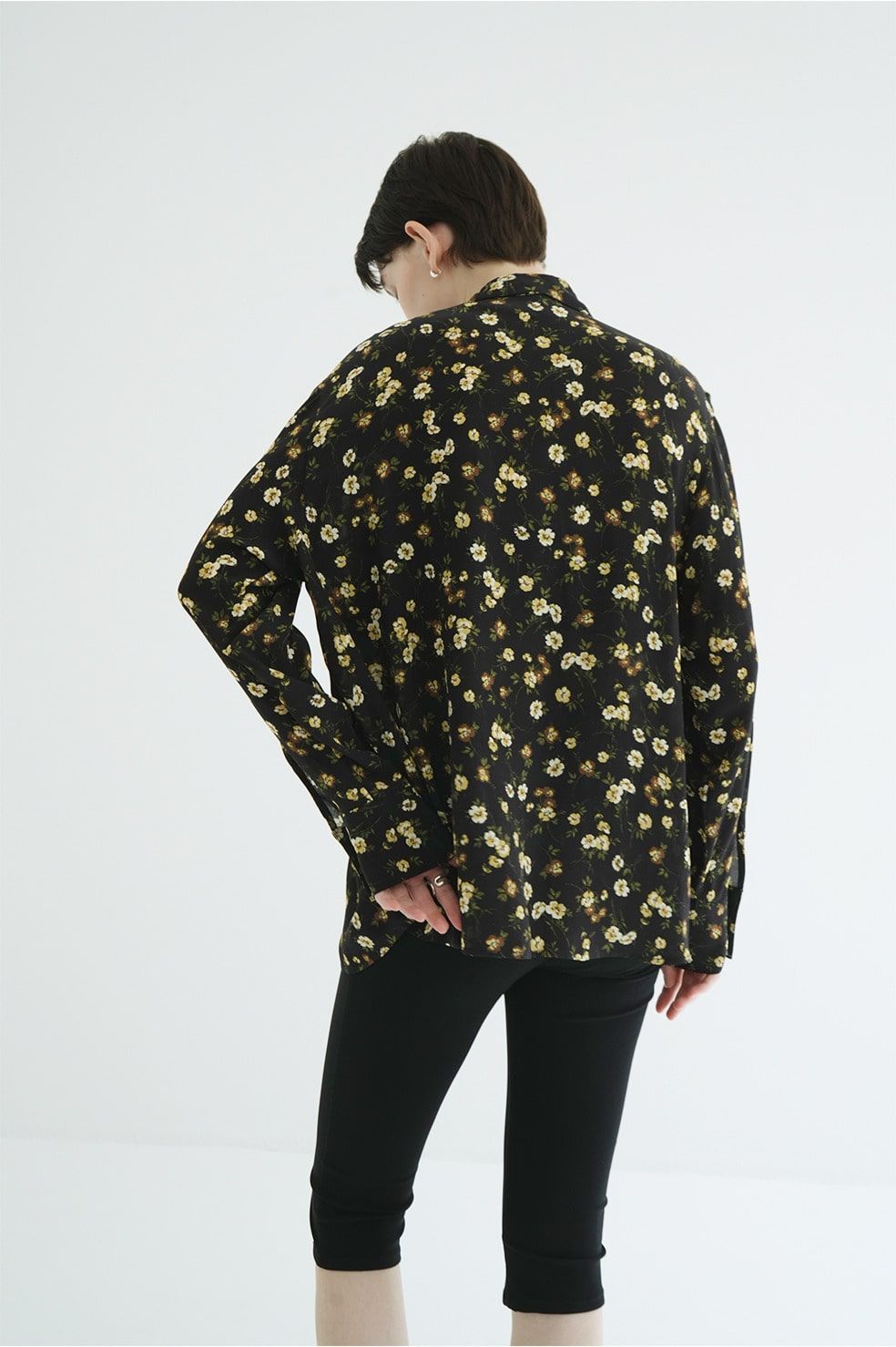 マーブルフラワーシャツ -  MABEL FLOWER SHIRT (BLACK)