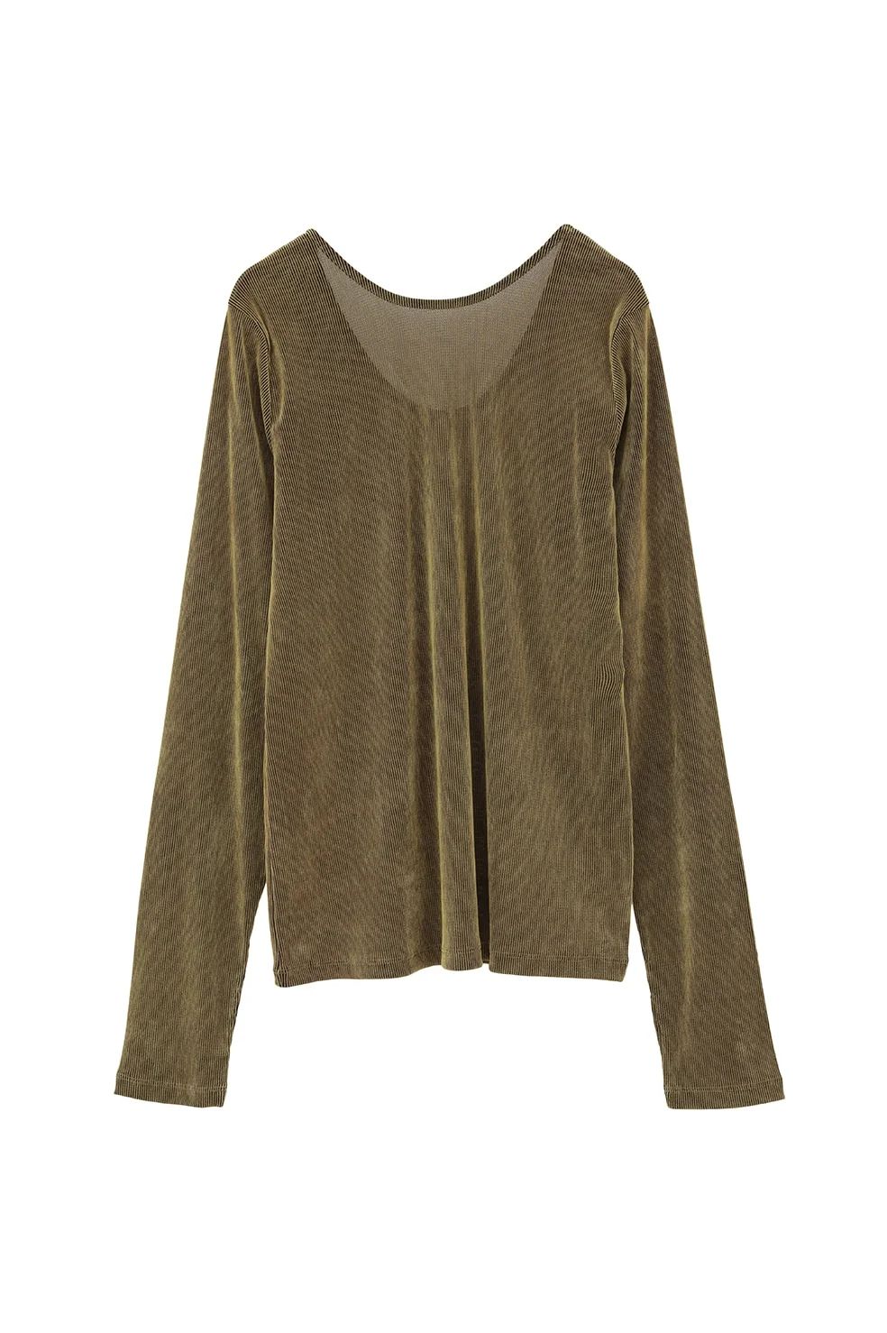 チュール フロッキー ストライプ トップス - TULLE FLOCKED STRIPE TOPS (YELLOW)