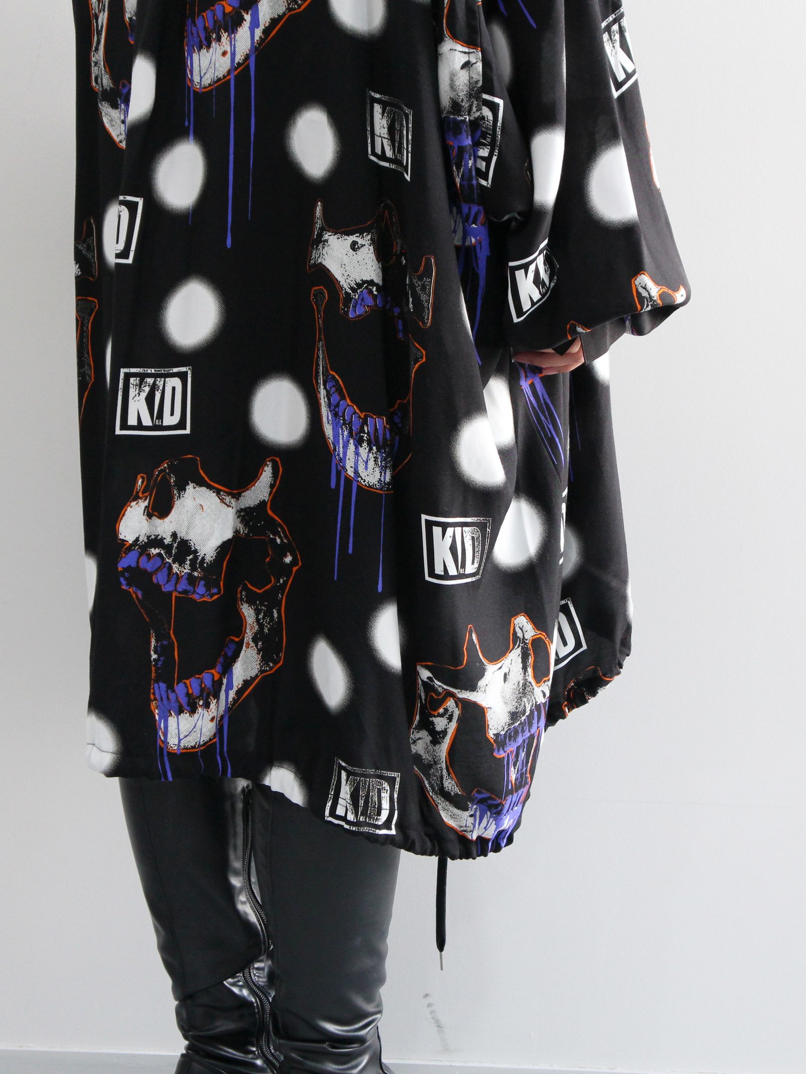 KIDILL - THREE PANEL SHIRT SKULL PRINT PATTERN - BLACK SKULL