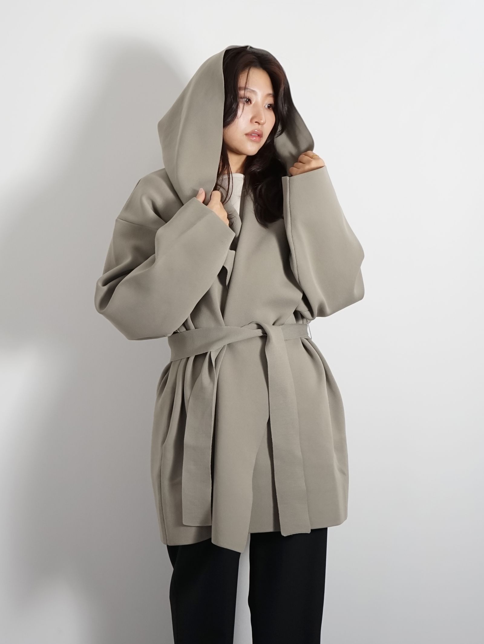 ETRE TOKYO - ダブルフェイスニットフーディーコート - KHAKI | ADDICT ...