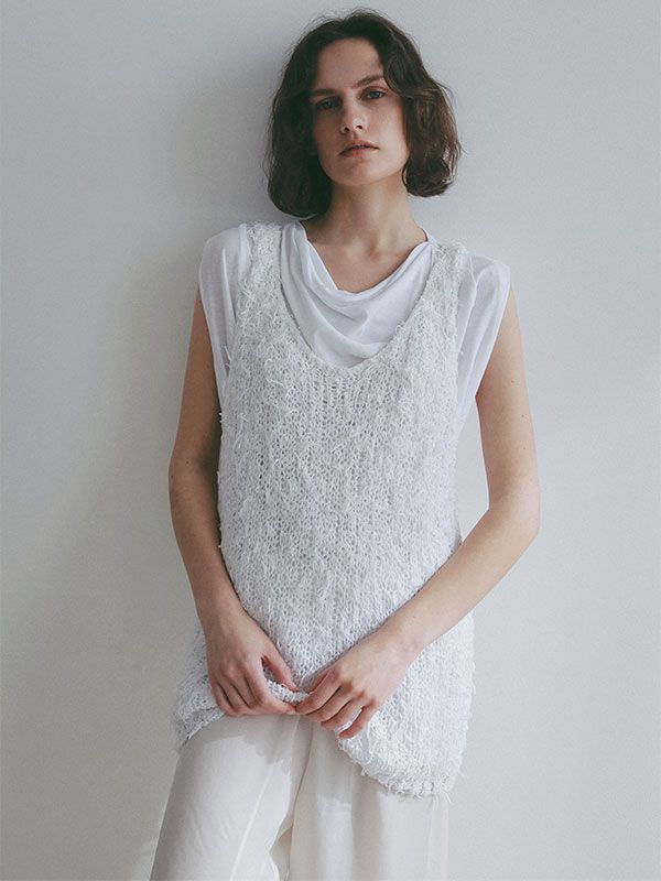 ミックスヤーンニットタンクトップ(WHITE)