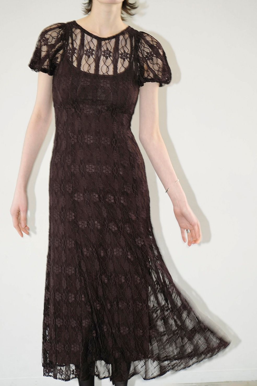 CLANE - レース ミニパフ ワンピース - LACE MINI PUFF SLEEVE