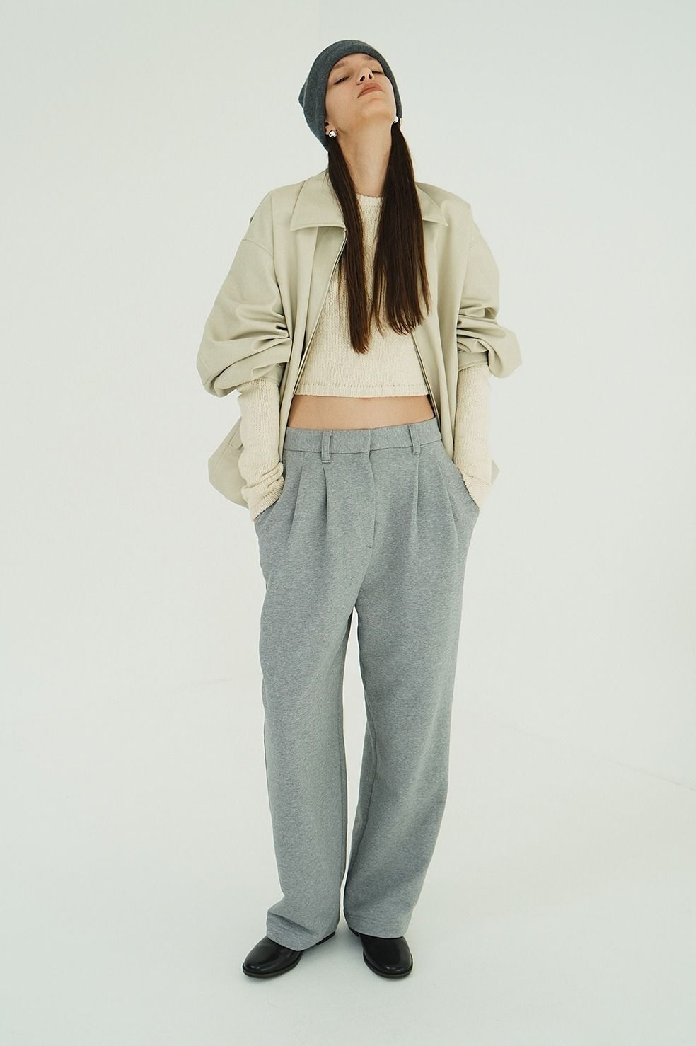 2タックスウェットパンツ - TWO TUCK SWEAT PANTS (GREY)
