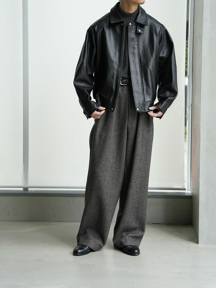 ゴート レザーブルゾン - GOATLEATHER DRIZZLER JACKET - BLACK