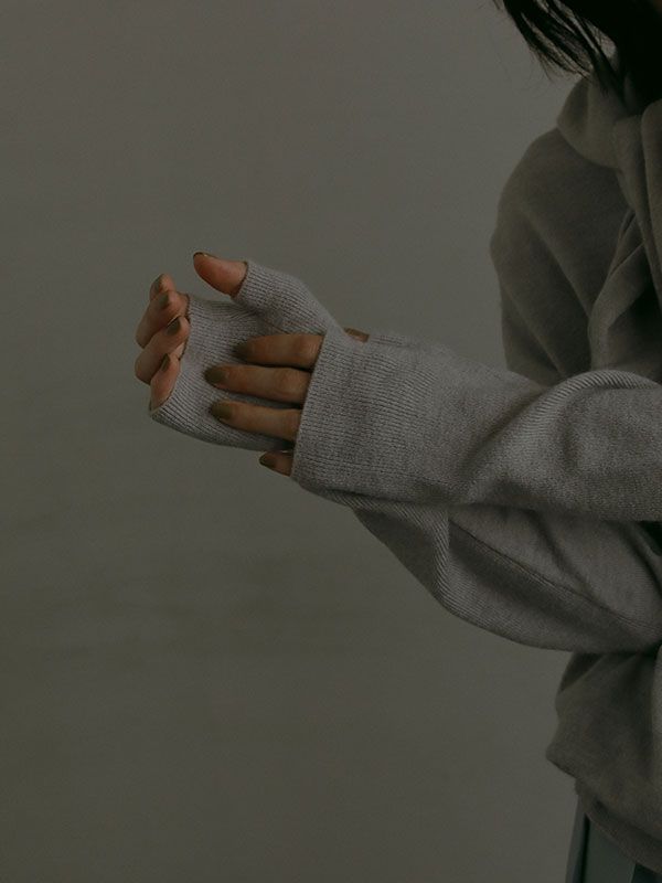 フードストールニットプルオーバー - GREY