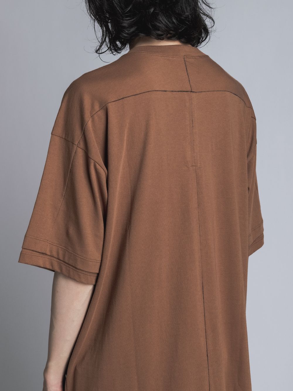 ソフト天竺  レイヤード風 半袖Tシャツ BROWN