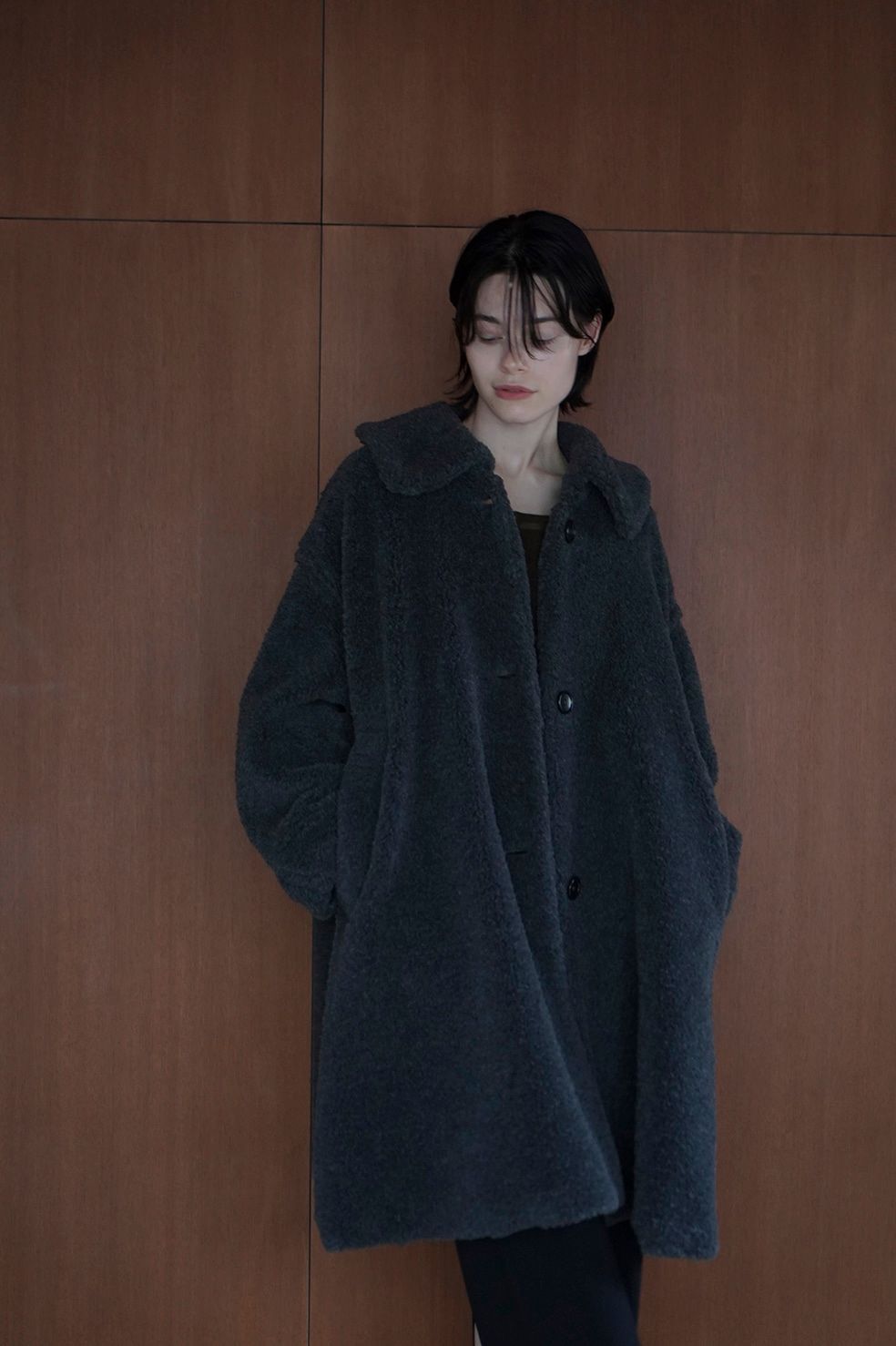 CLANE - ボリューム フレア ボア コート - VOLUME FLARE BOA COAT GREY 