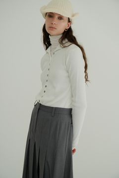 ダブルフェイス ボタン ニット トップス - W FACE BUTTON KNIT TOPS - WHITE