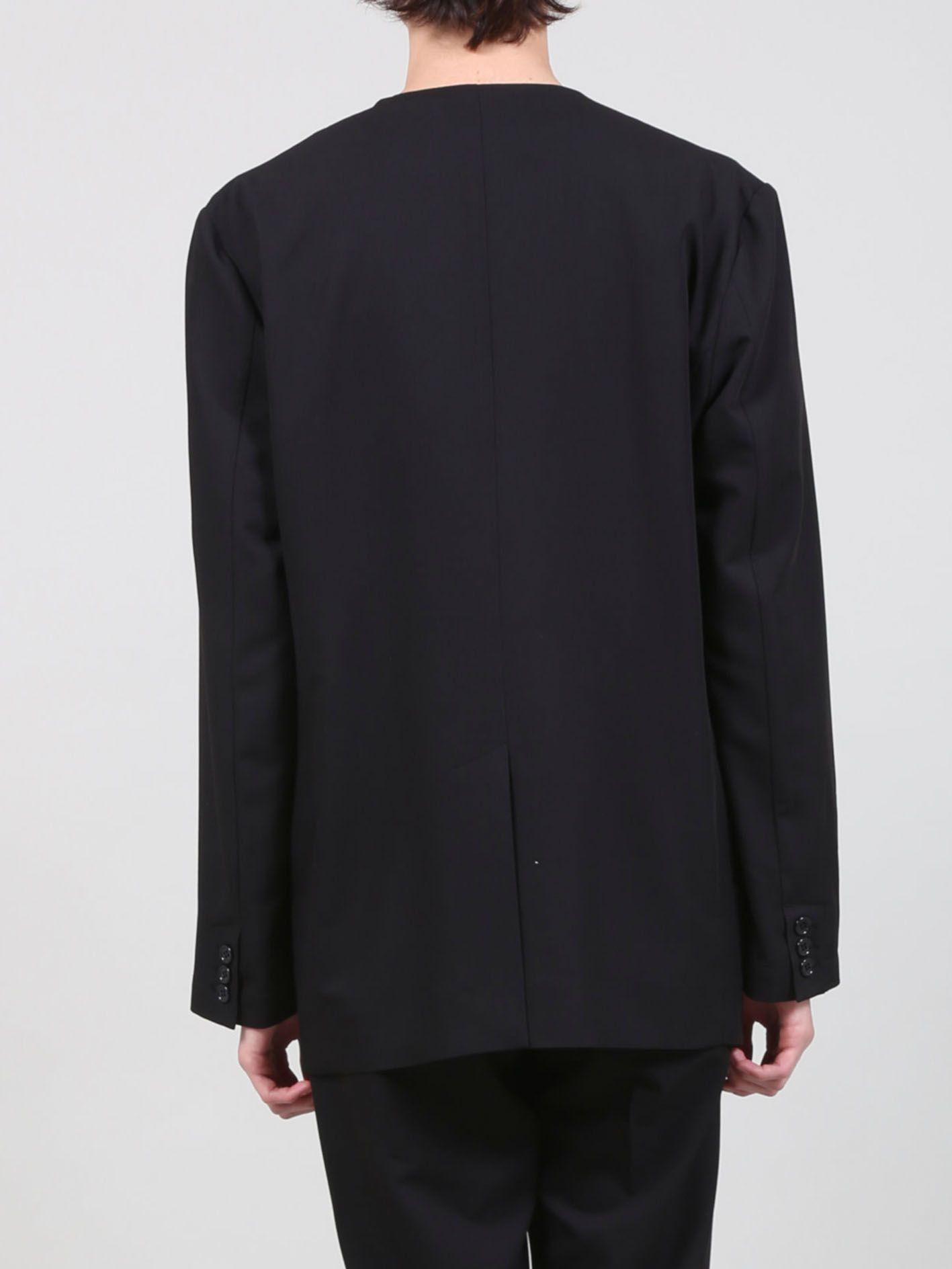 T/Rライトギャバ ノーカラージャケット - No-collar Jacket - BLACK