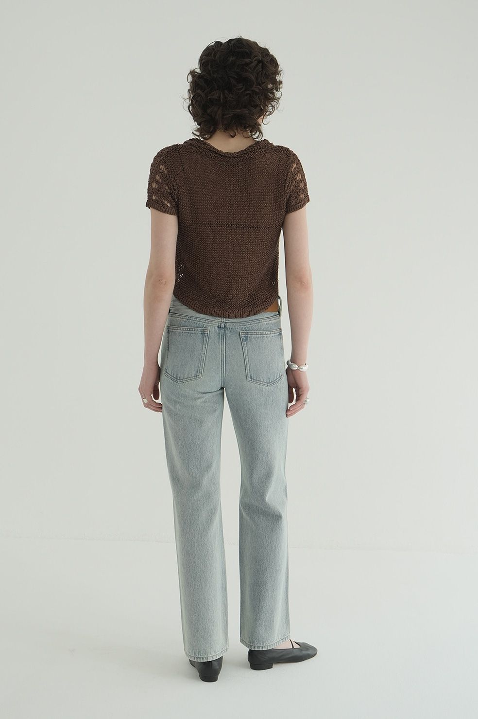 クロップドニットトップス - CROPPED CROCHET KNIT TOPS - BROWN