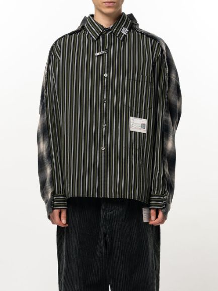 フロント バック ドッキング シャツ - Front Back Docking Long Sleeve Shirt (BLACK)