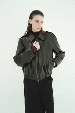 バルキーラインシングルレザージャケット - BULKY LINE SINGLE LEATHER JACKET (BLACK)