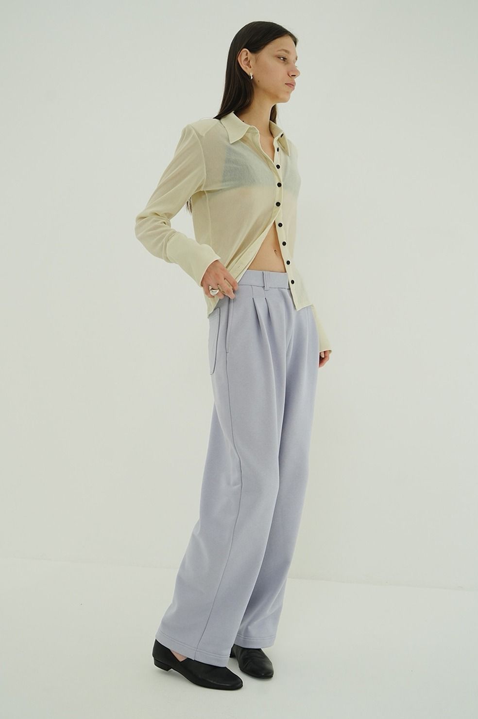 チュールフロッキーシャツ | TULLE FLOCKY SHIRTS (IVORY)