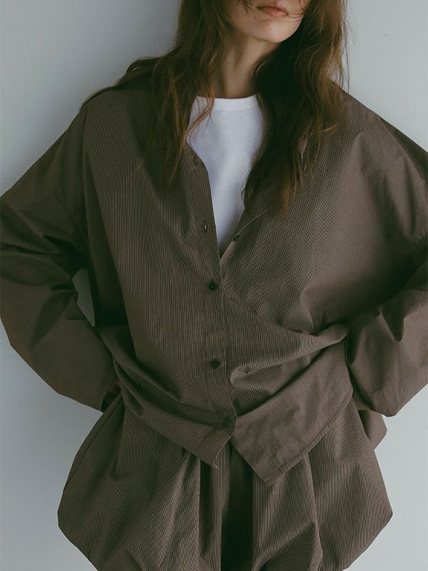 ETRE TOKYO - ストライプボックスシャツ - BROWN | ADDICT WEB SHOP