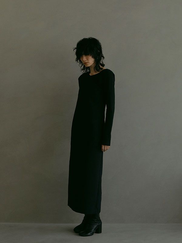 ワンショルダーIラインワンピース - BLACK