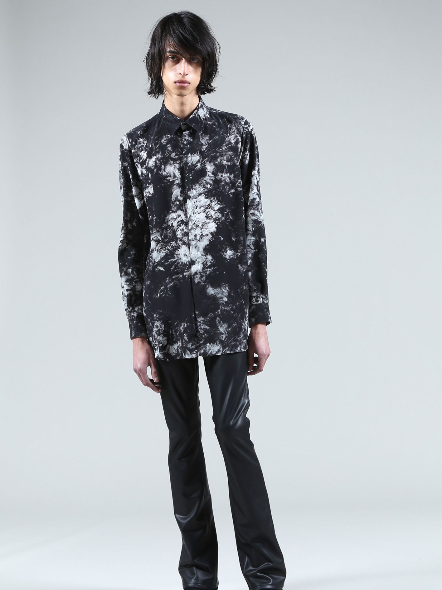 フラワープリントシャツ - Flower Print Shirt - BLACK×GRAY