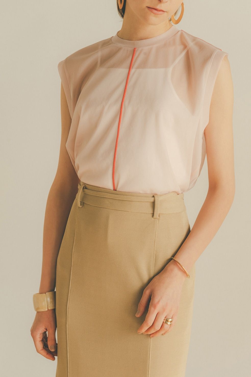 CLANE - LINE SHEER N/S TOPS - PINK | ADDICT WEB SHOP