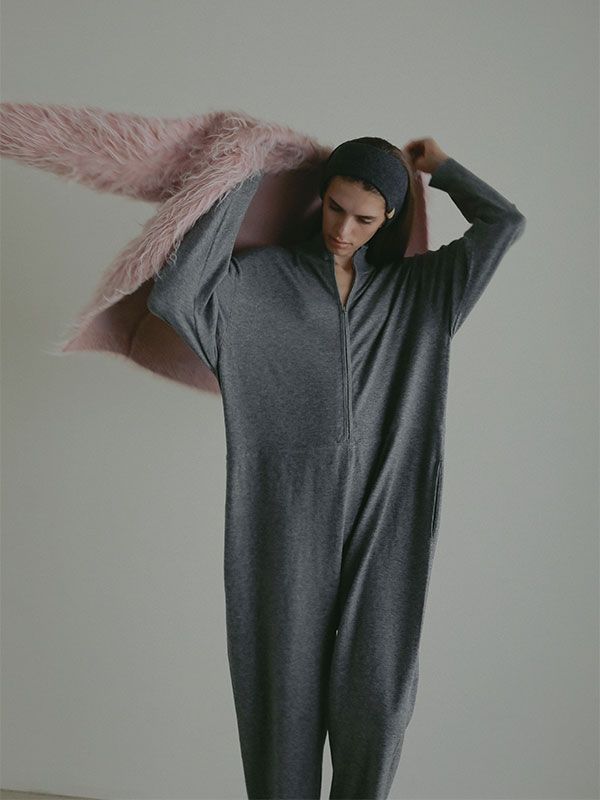 ウールカシミヤニットヘアバンド (GREY）