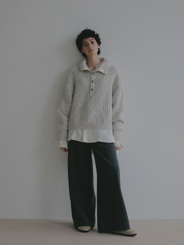 ウーリーセミワイドパンツ （チャコール）