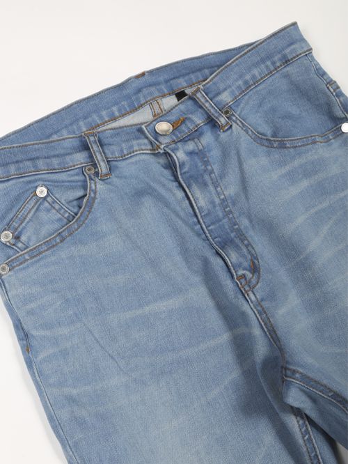 スーパーハイパワーデニム ビンテージアイスブリーチJUSTINデニムパンツ - Vintage Blue JUSTIN Denim Pants - SAXE