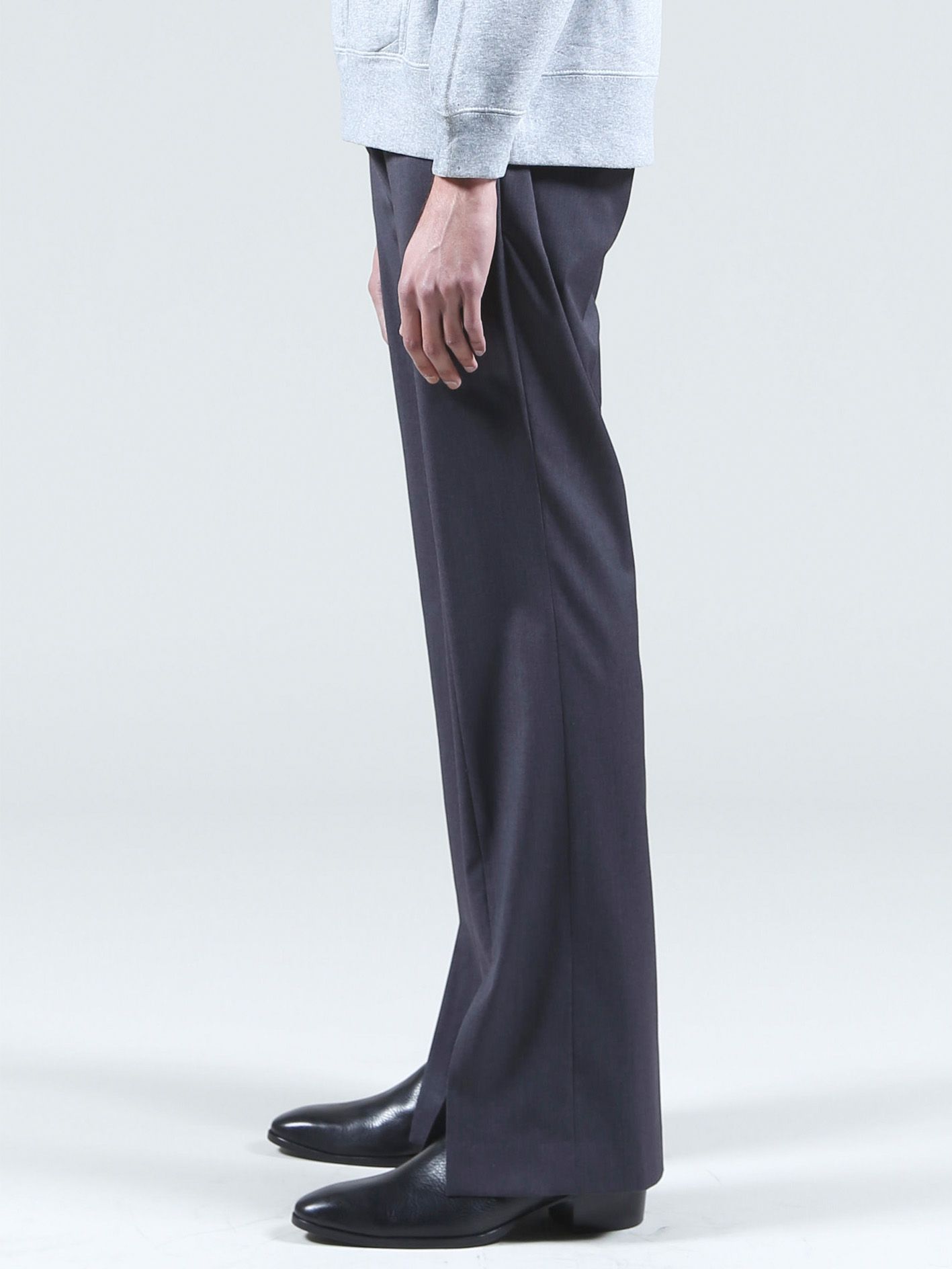 T/Rギャバストレッチフロントスリットフレアパンツ - Slit Flare Pants - CHARCOAL