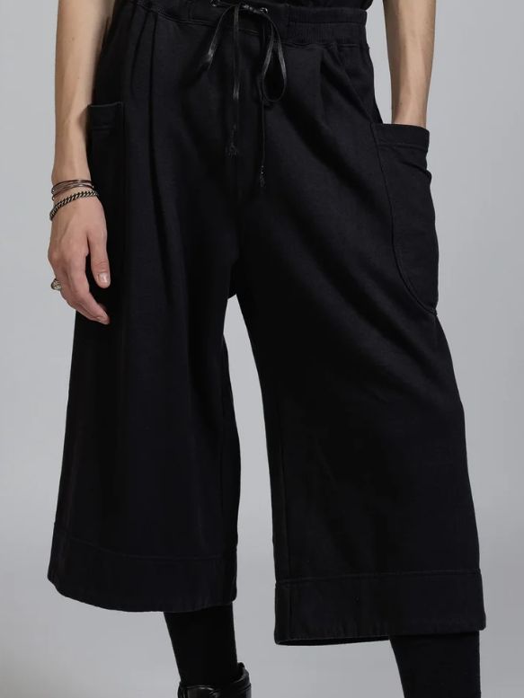 Sweat Wide Cropped Pants（A-Black） - ワイドクロップドスウェットパンツ メンズ モード カジュアル