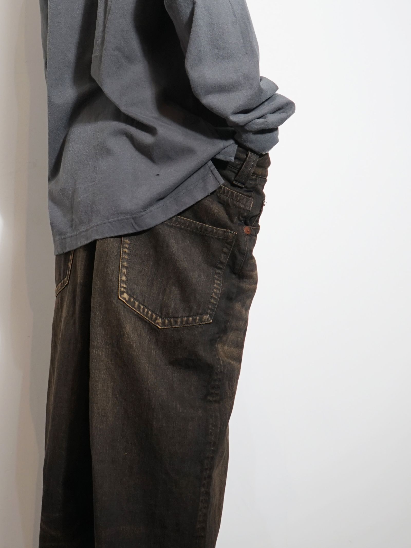 ヒュージーレイヤードデニムパンツ - Huge Layered Denim Pants BLACK