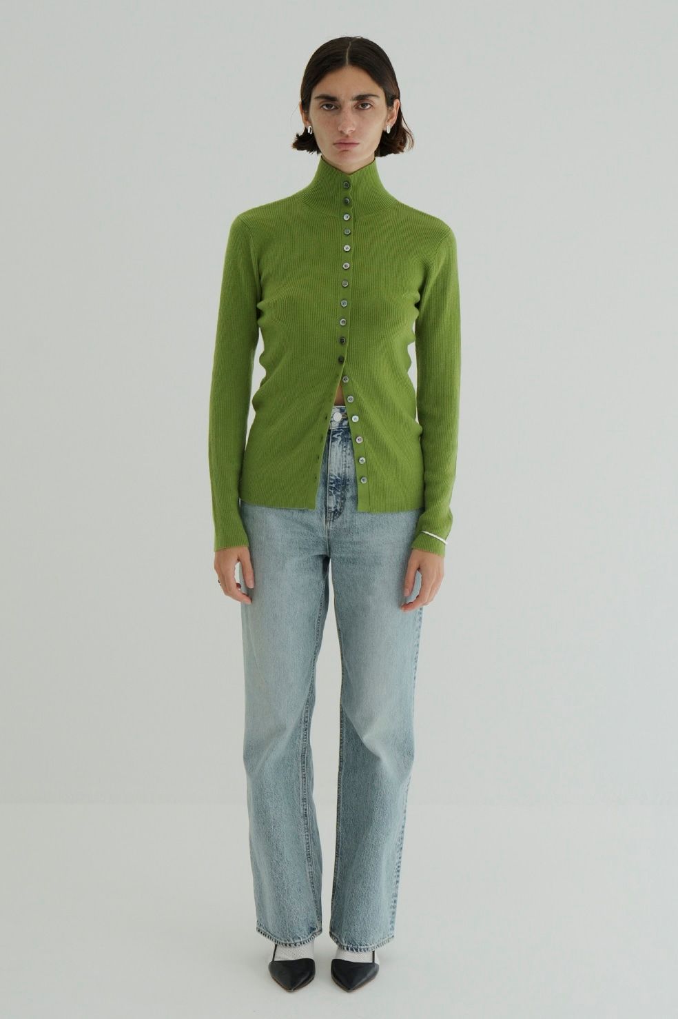 W FACE BUTTON KNIT TOPS CLANE クラネ CLANE - ダブルフェイス ボタン ニット トップス - W FACE