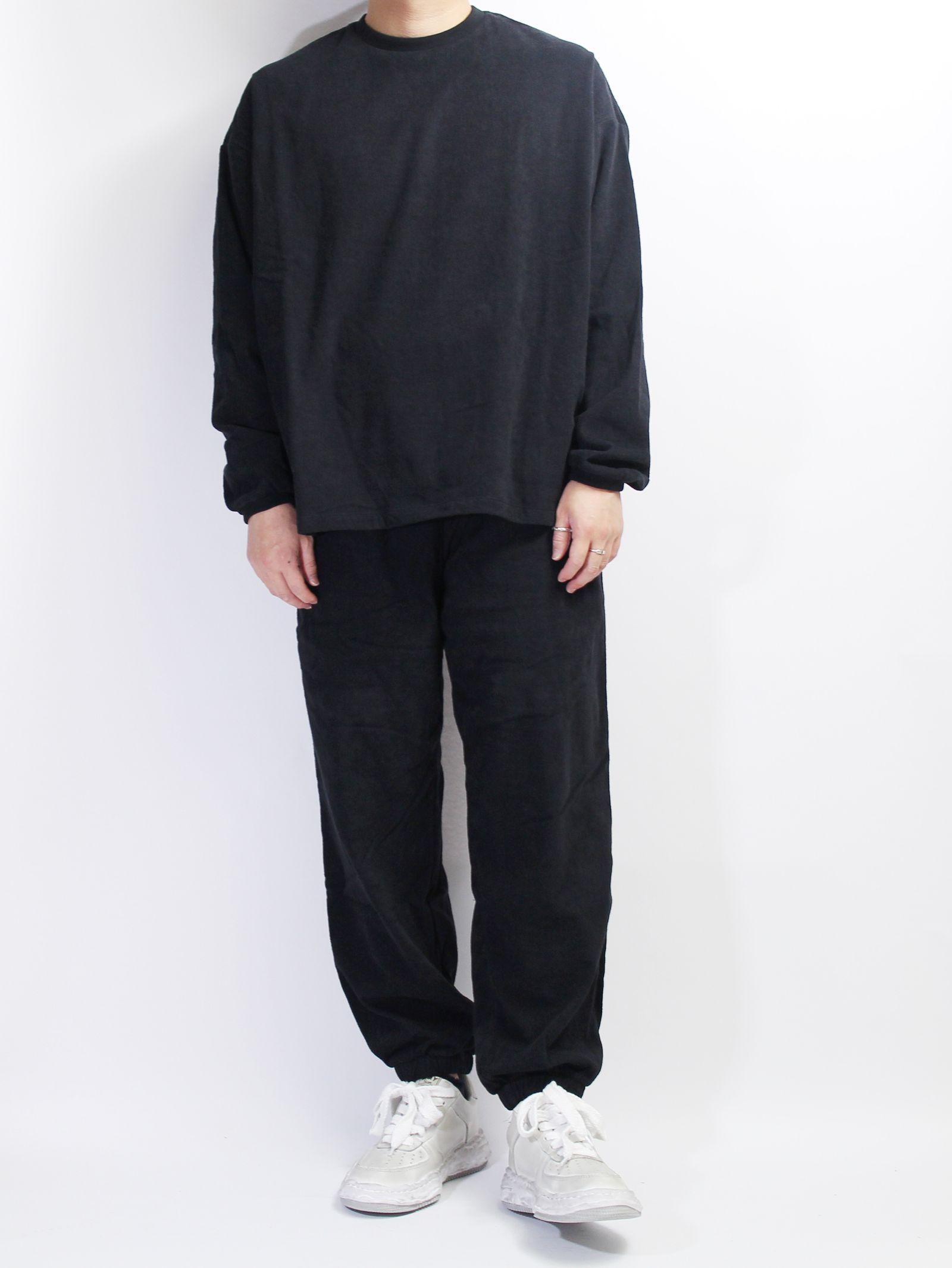 ロングスリーブ Tシャツ 1ミリパイル - BLACK