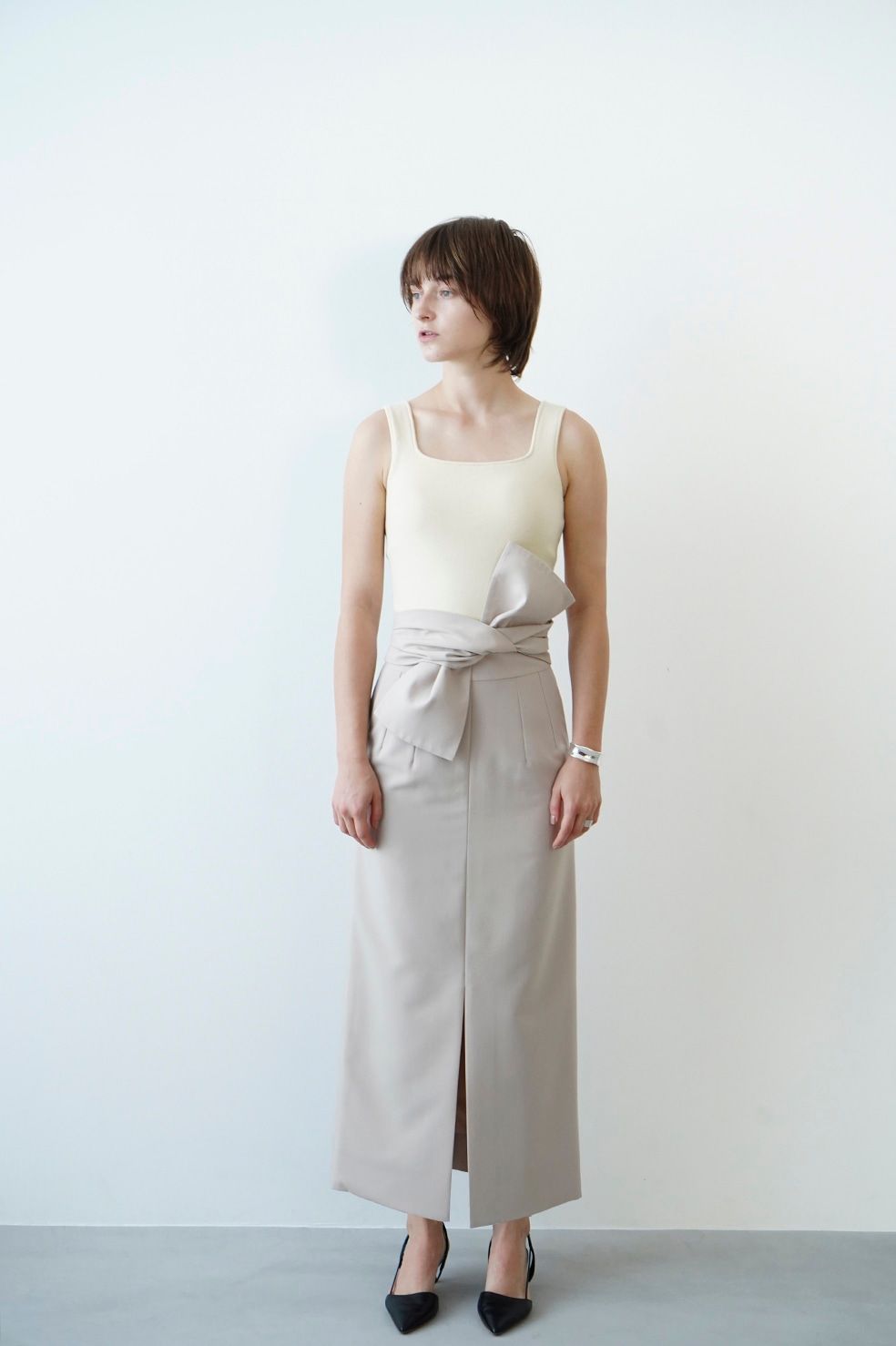 CLANE   スクエアー タンク ニット トップ   SQUARE TANK KNIT TOPS