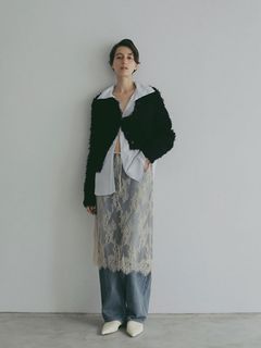 スカラレーススカート - BEIGE