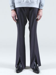 T/Rギャバストレッチフロントスリットフレアパンツ - Slit Flare Pants - CHARCOAL